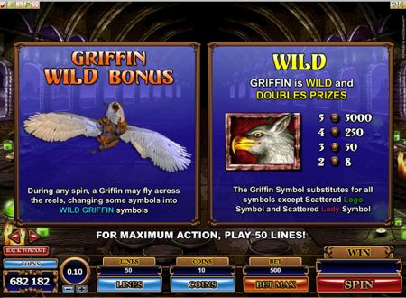 Griffin Wild Bonus info screen