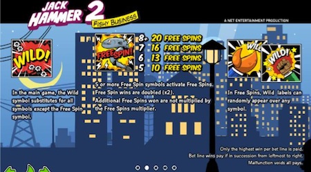 Jack hammer 2 free spins pay screen