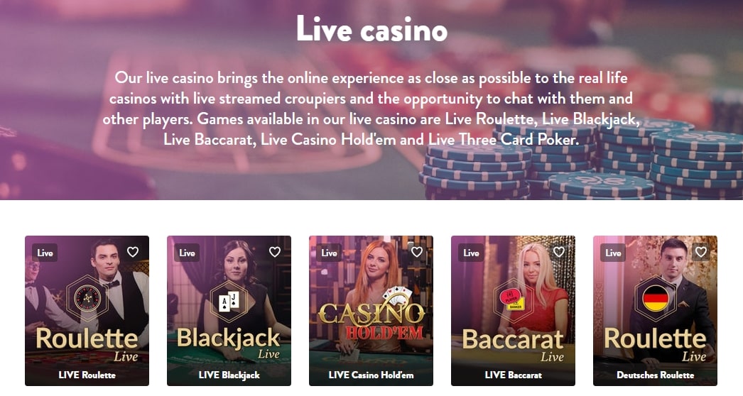 Live Casino lobby