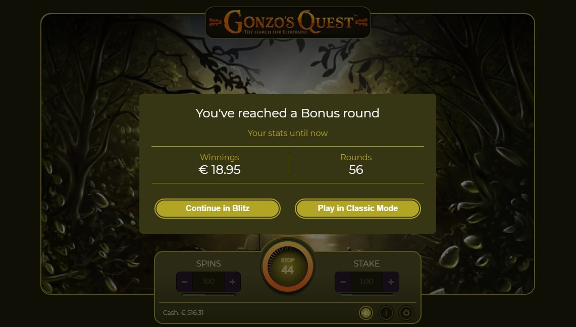 Bonus Round Won at Blitz