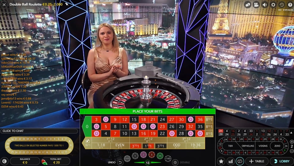 Double Ball Roulette at Casino Joy