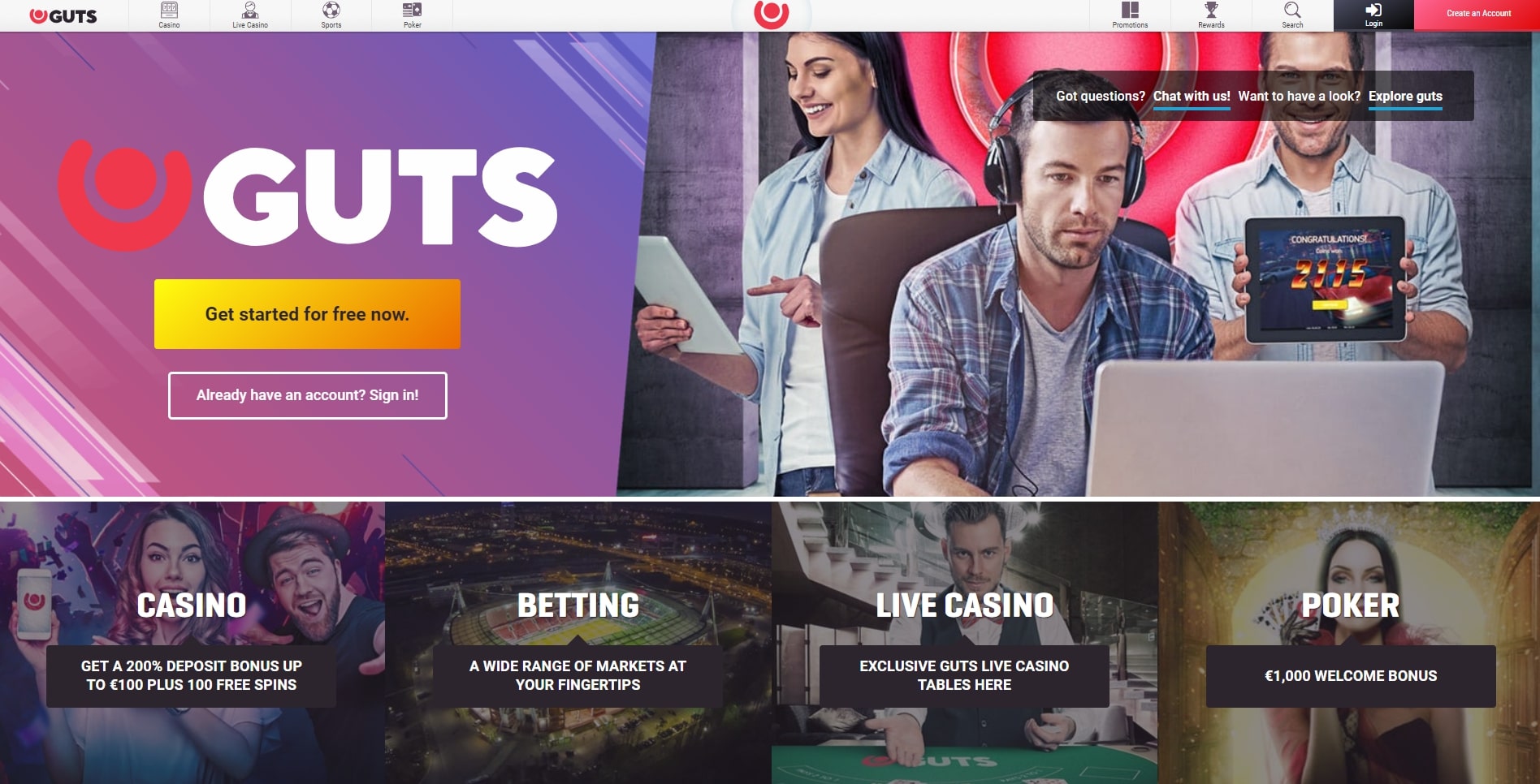 Guts Landing Page