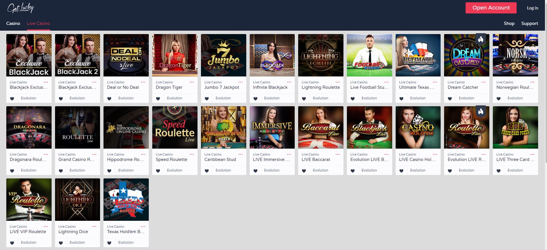 Get Lucky Casino Live Casino