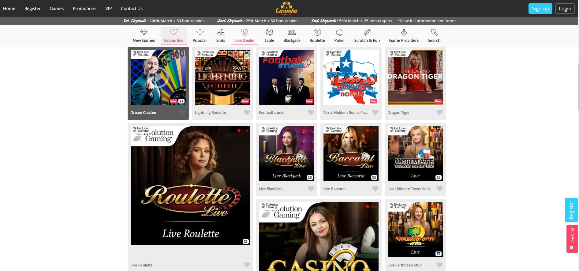 Live Casino Lobby