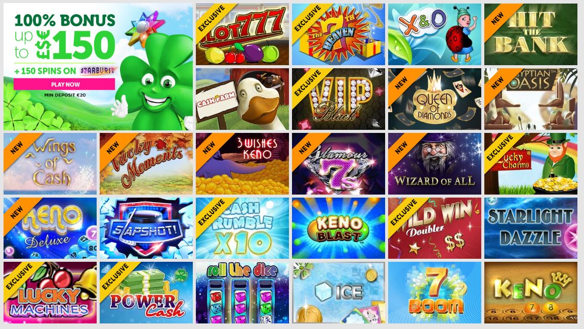 Games lobby at Casinoluck