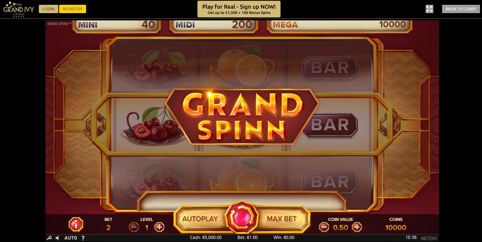 Grand Ivy Game Play Page