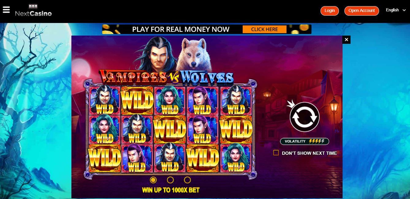 Game Play page at Next Casino