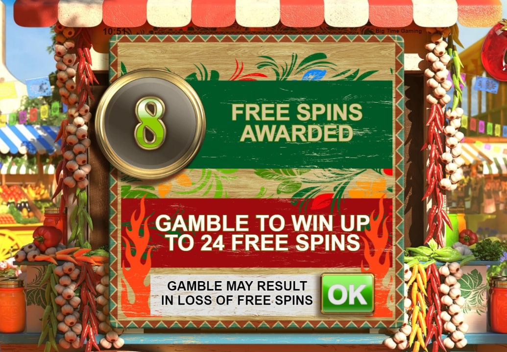8 free spins won