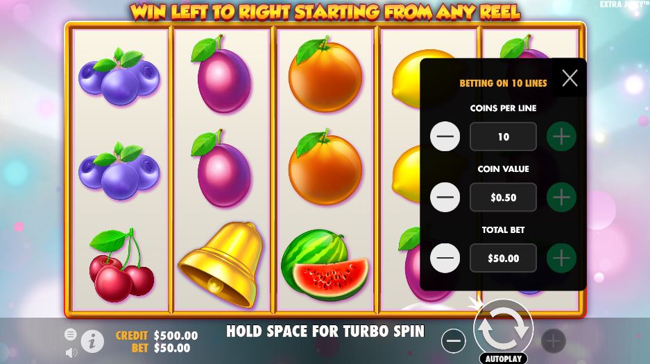 Extra Juicy Bet Settings