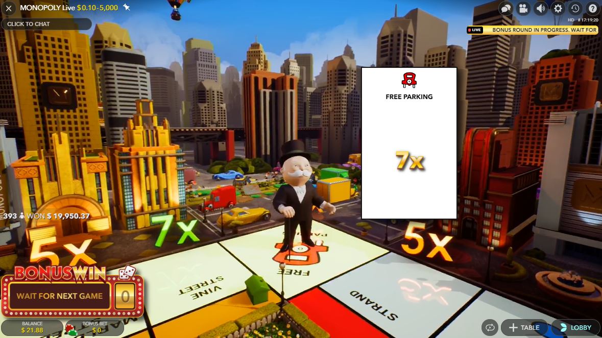 Free Parking in Monopoly Live