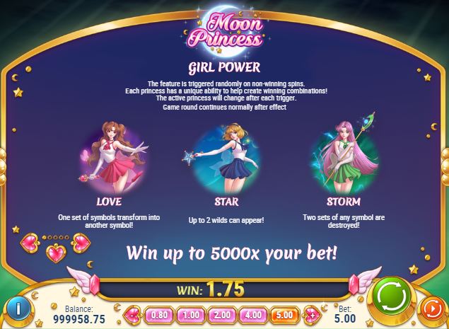 Paytable of Moon Princess first page