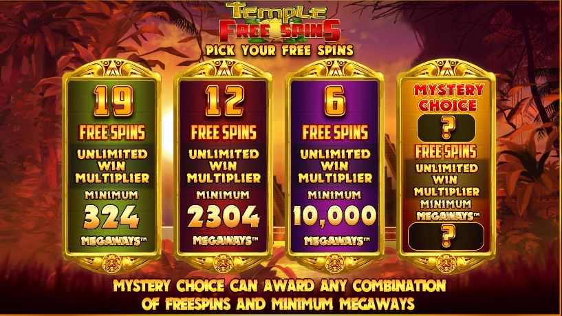 Five Scatters Free Spins in Temple of Treasure