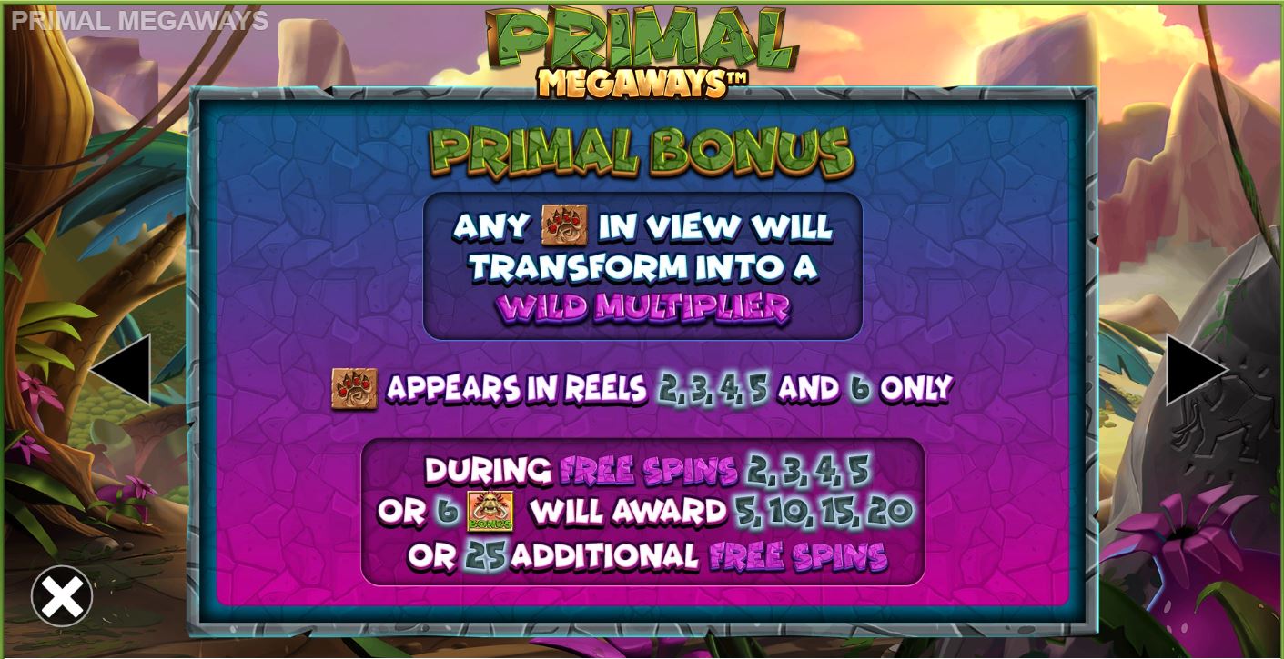 Primal megaways bonus trigger info