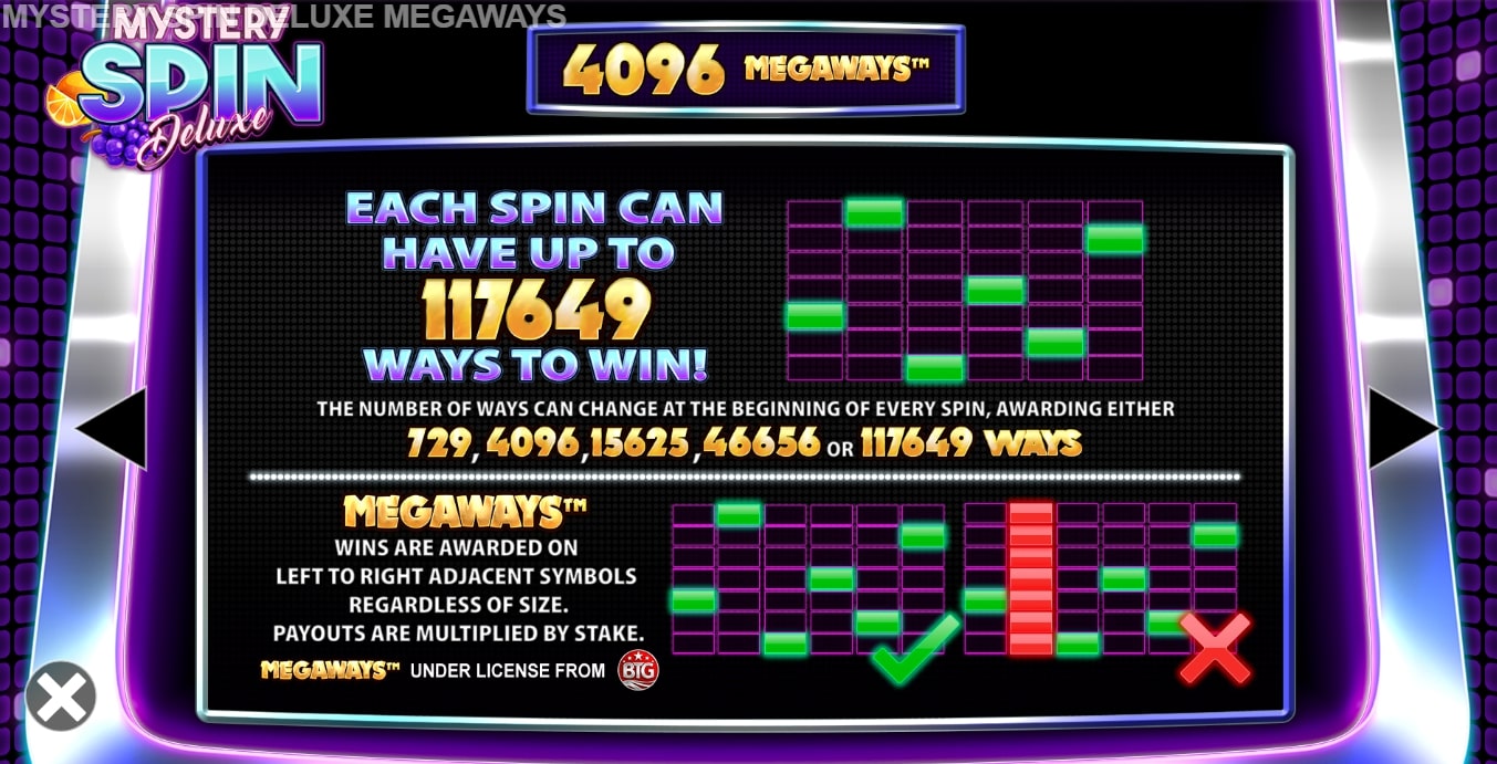 Reel Structure inMystery Spin Deluxe Megaways