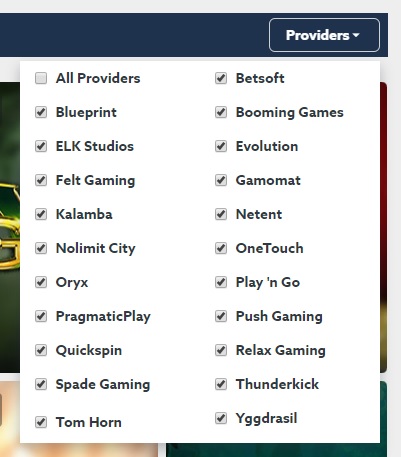 Scatters Casino Provider Filtering